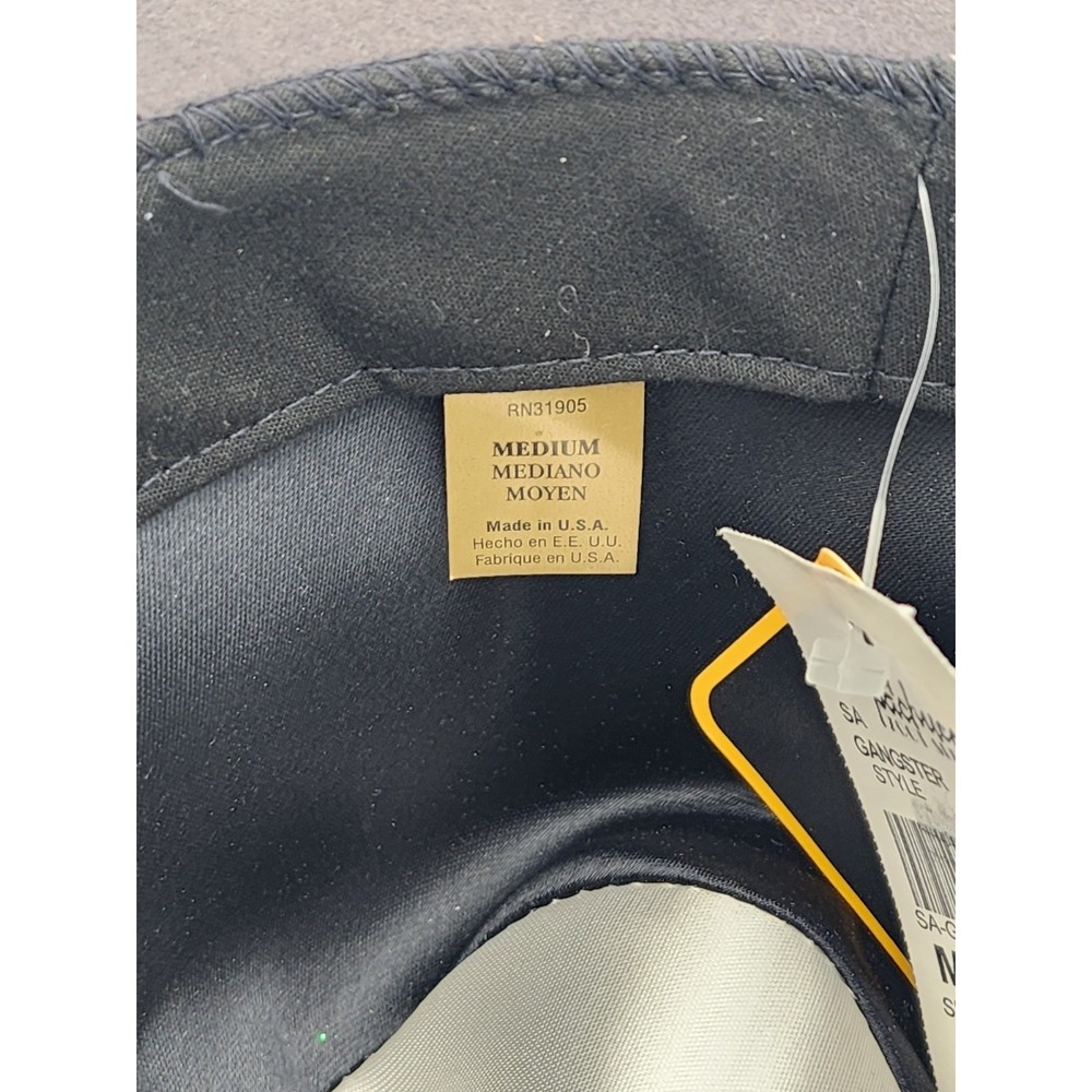 Stacy Adam's Black Grey Wool Godfather Hat Size M Made In USA - Picture 10 of 11